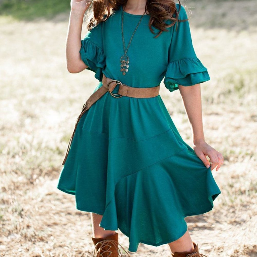 JOYFOLIE EMILIA DRESS IN TEAL